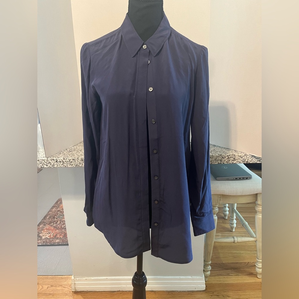 Boden Women’s Sienna Deep Blue Button Down Blouse Size 4